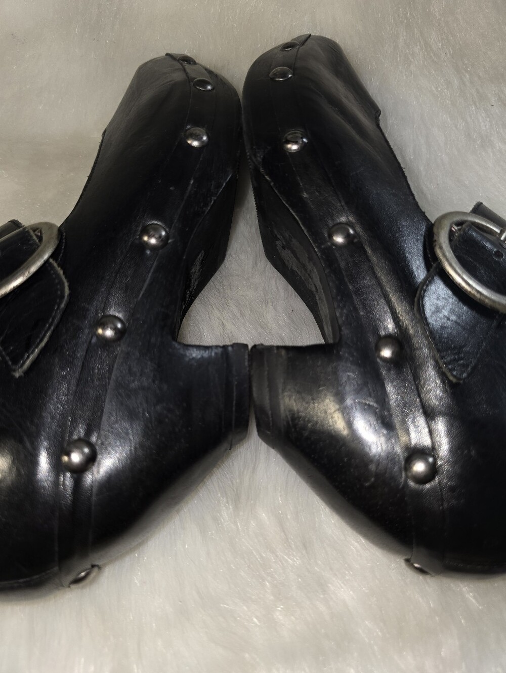 Piña Colada Black Studded Wooden/Leather Mary Jane Clogs for Women - Picture 8 of 12